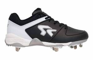 NEW RINGOR women's flite softball spikes shoes in black/white
